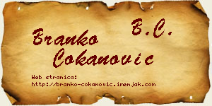 Branko Čokanović vizit kartica